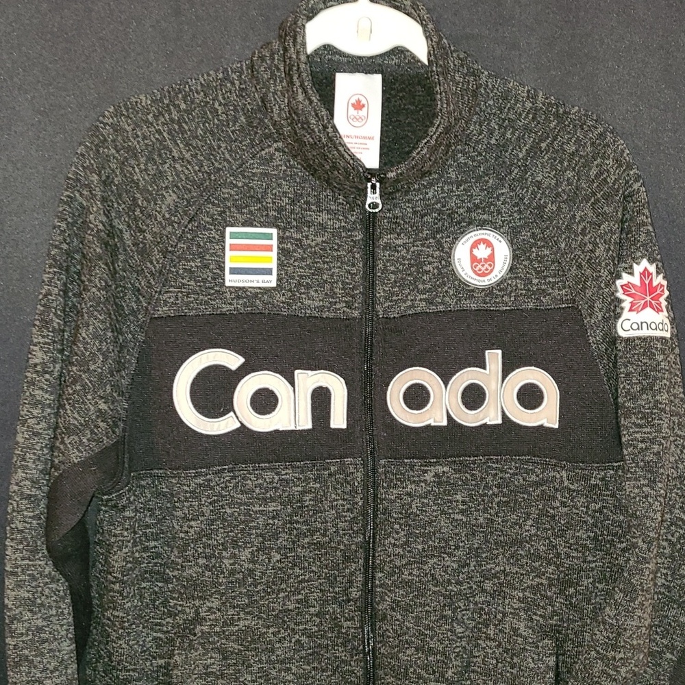 HUDSON BAY TEAM CANADA Gray Zip-Up Jacket Mens Size Med Youth OLYMPIC TEAM - Picture 2 of 10